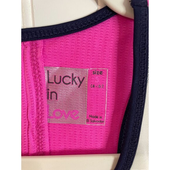 Lucky In Love Pink Mesh Racerback Tank Top Womens Size 4-6 - Picture 5 of 8